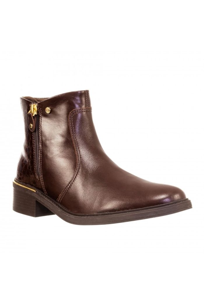 Bota Cano Curto com Zíper Lateral Confortflex Café