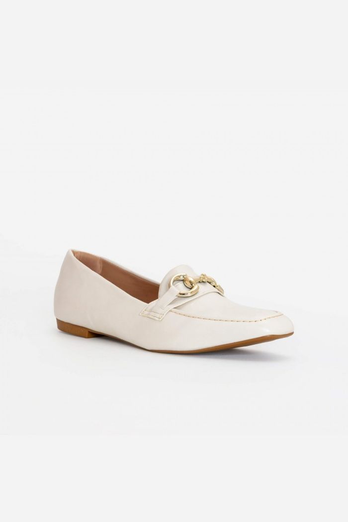Mocassim com enfeite bico quadrado Off White