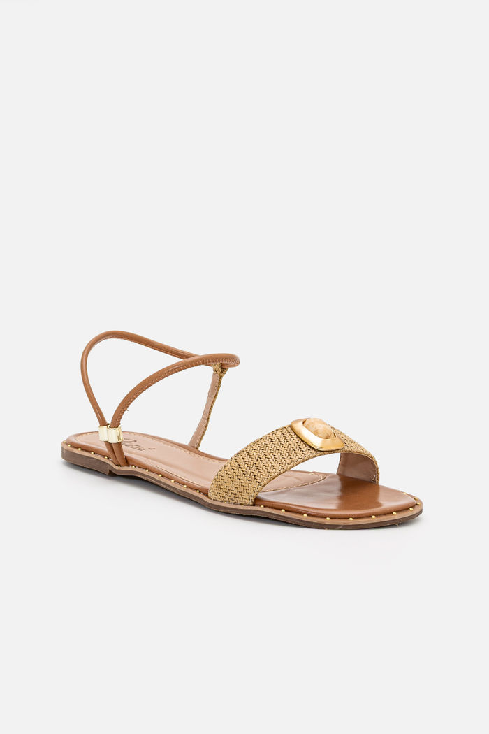 Rasteira em Ráfia com Regulagem Amêndoa