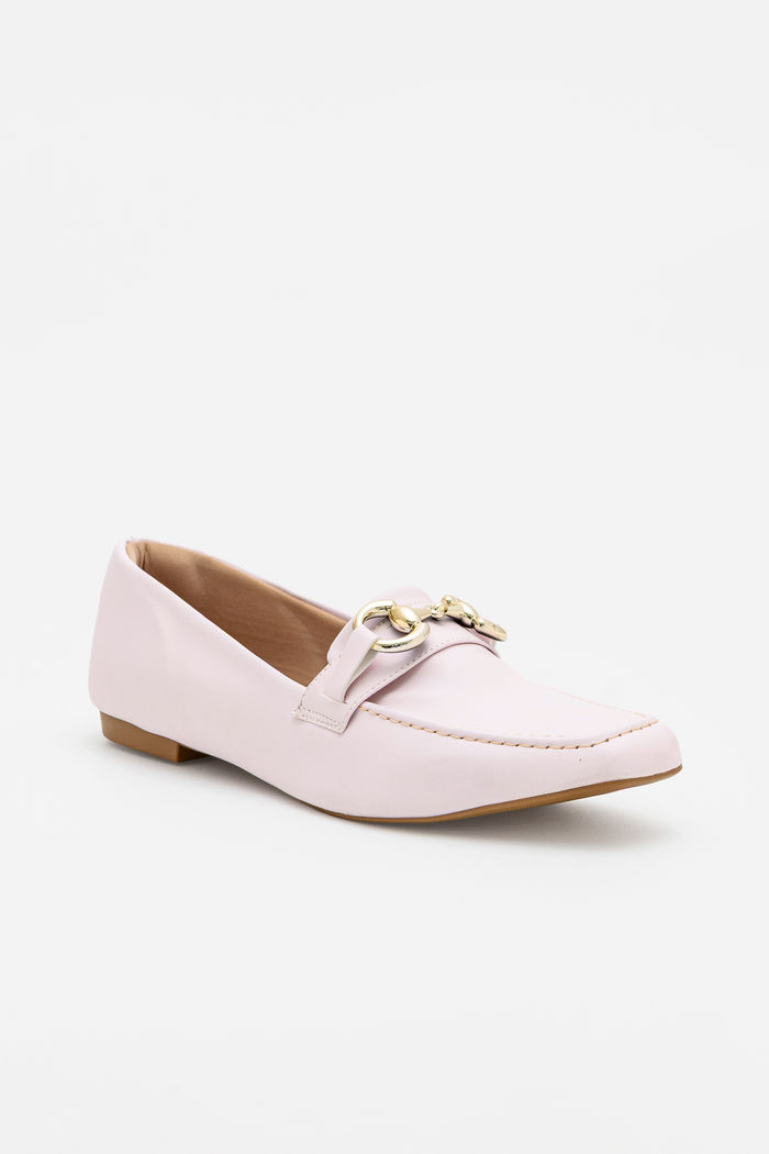 Mocassim Com Enfeite Bico Quadrado Rose