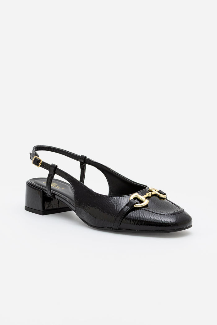 Chanel com Enfeite Salto Bloco Preto