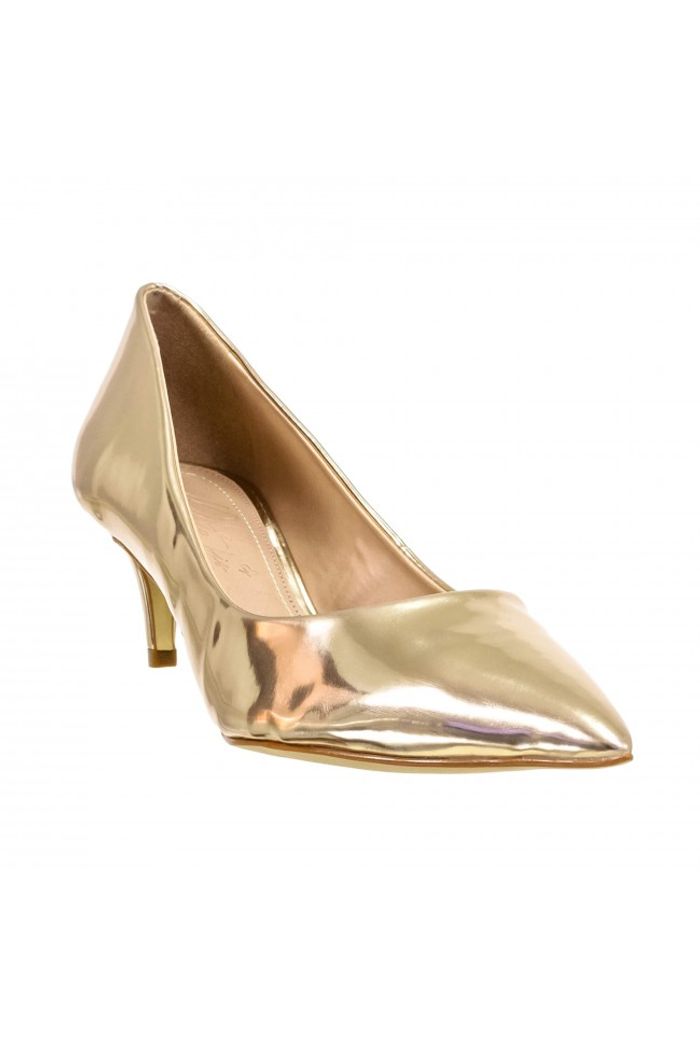 Scarpin Moderno com Salto Médio Champagne