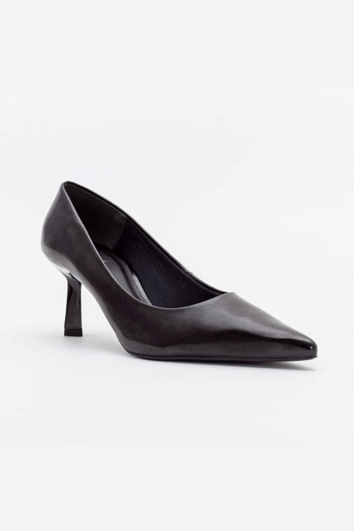 Scarpin Clássico com Salto Geométrico Preto