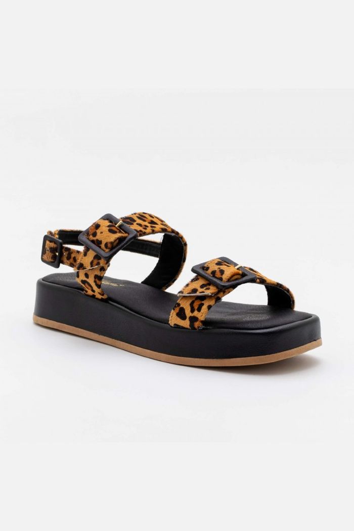 Sandália Flatform com Fivelas Ajustáveis Onça