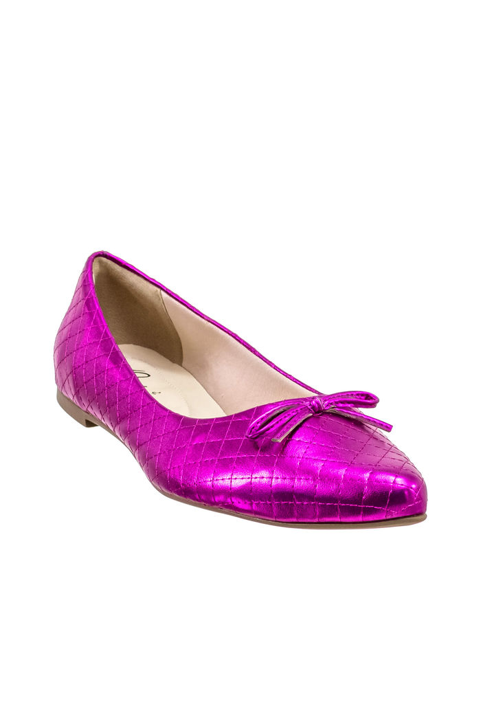 Sapatilha Matelassê Com Bico Fino Pink Metalizado