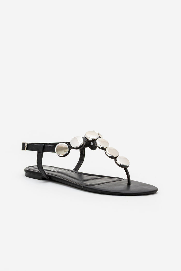 Rasteira com Apliques Metálicos Preto