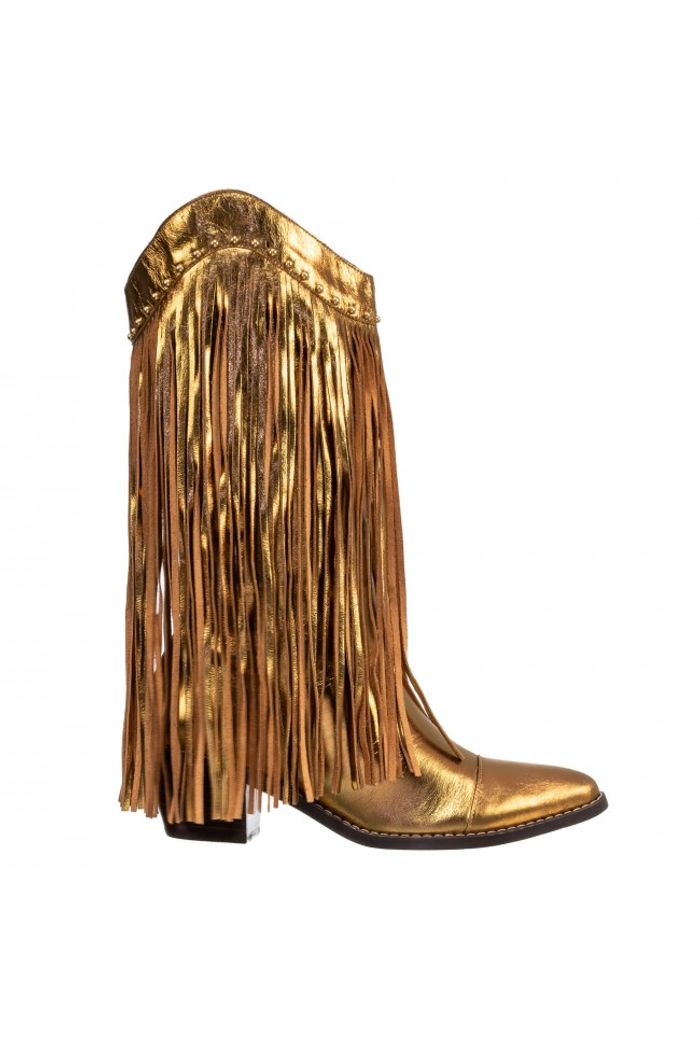 Bota Texana cano médio com franjas Bronze