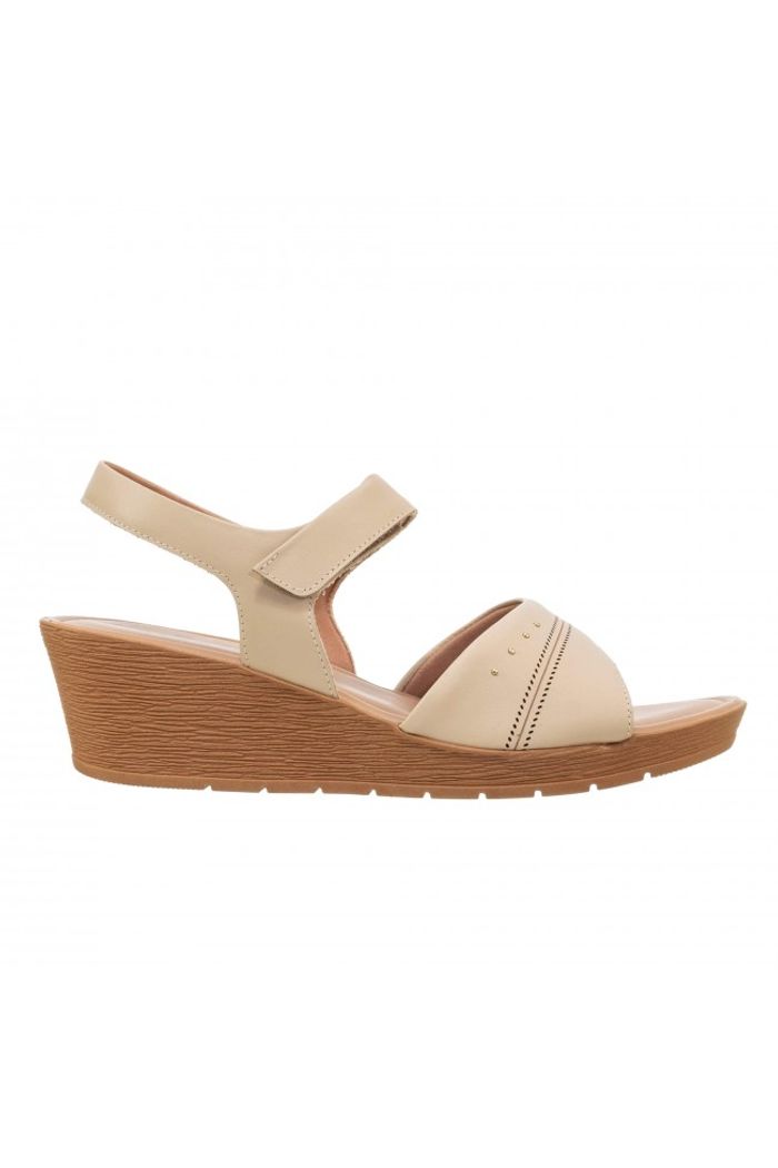 Sandalia Anabela com Velcro Usaflex Off White