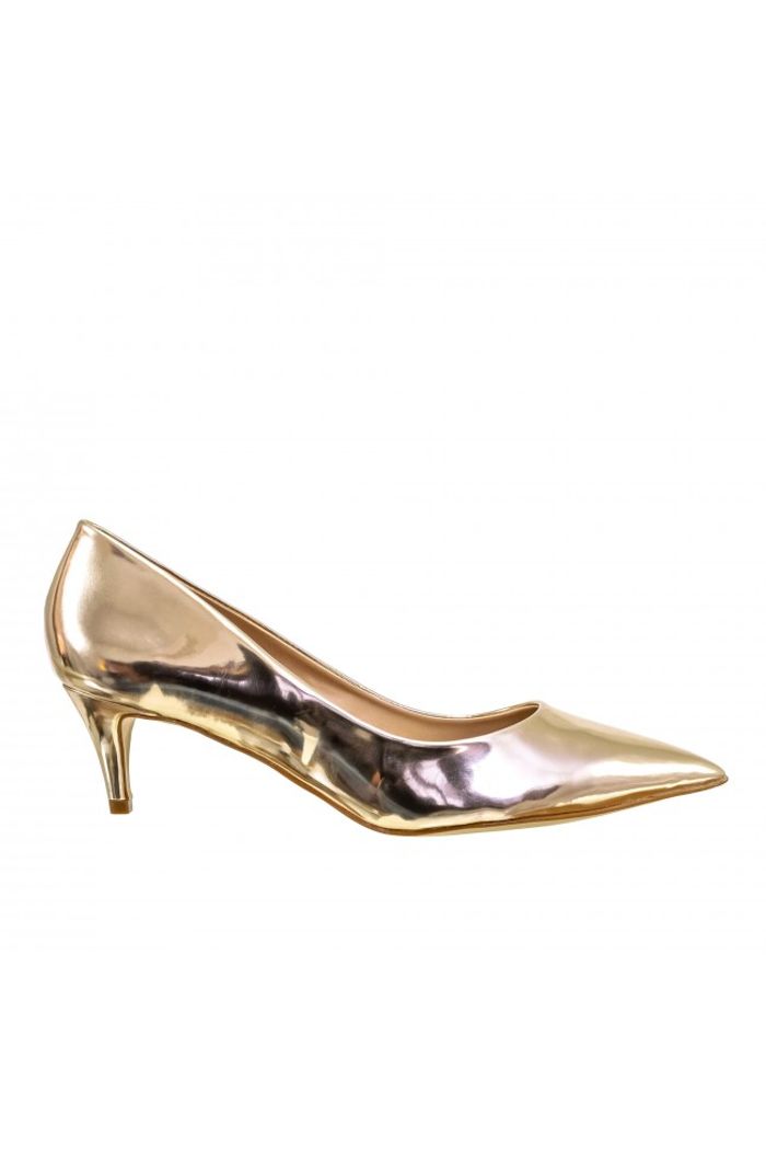 Scarpin Moderno com Salto Médio Champagne