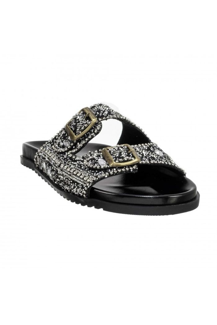 Papete Prática com Fivelas e Cristais Preta