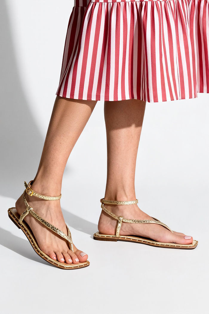 Rasteira Dedo Com Tornozeleira Ouro