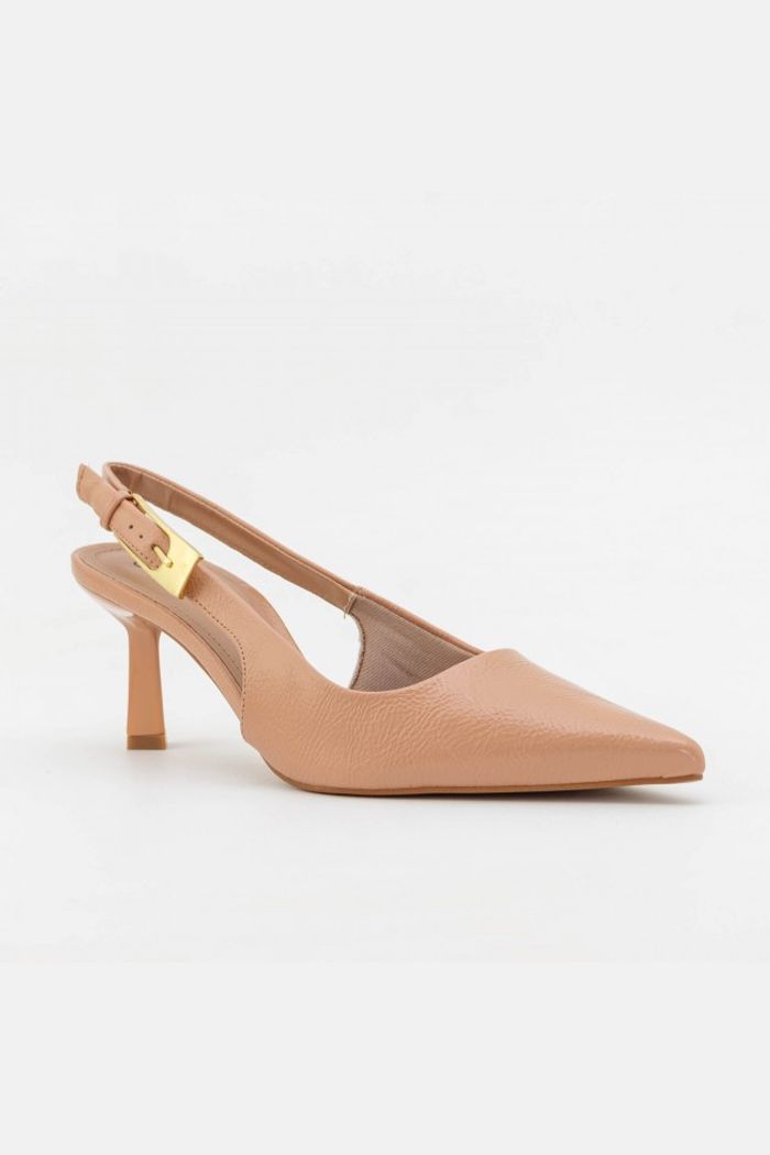 Chanel com Fivela e Salto Geométrico Amêndoa