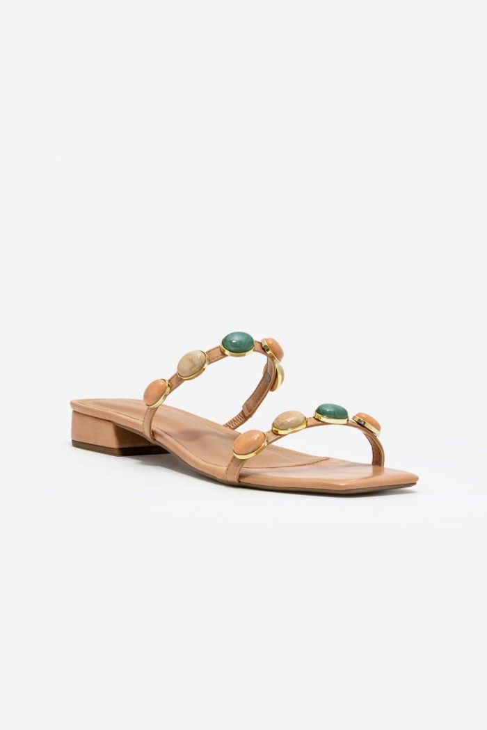 Sandália Mule Pedras Amêndoa