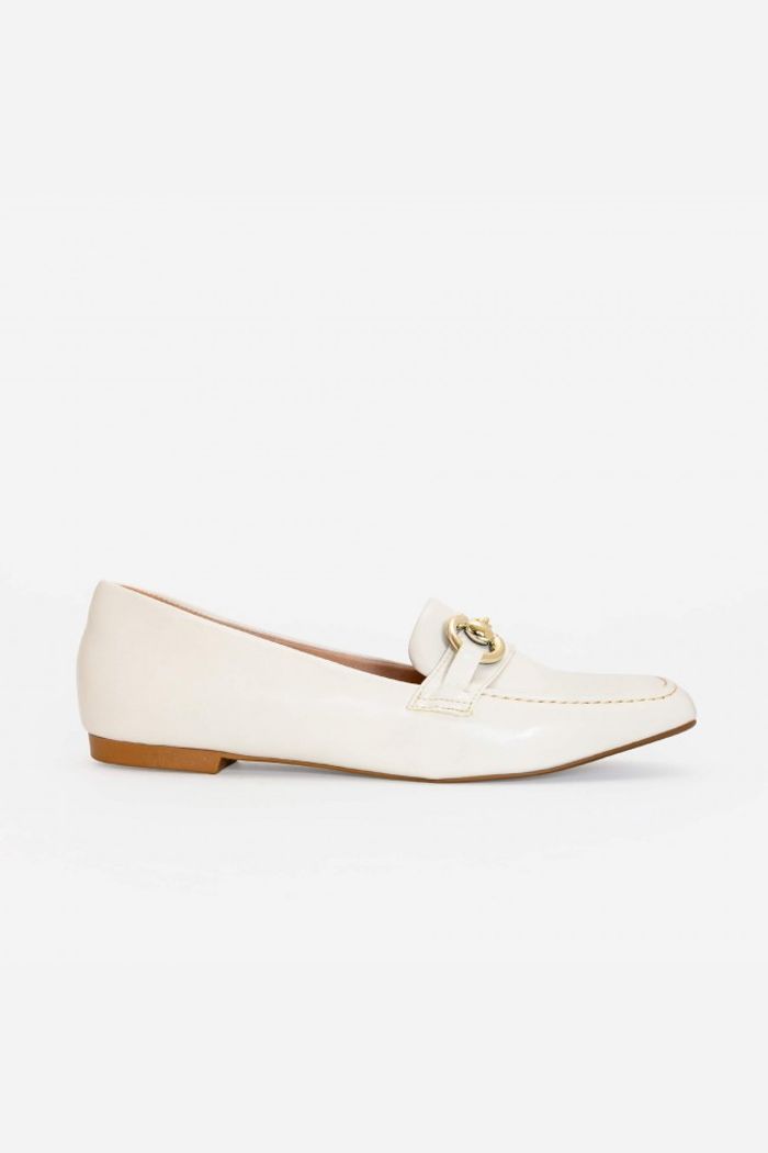 Mocassim com enfeite bico quadrado Off White