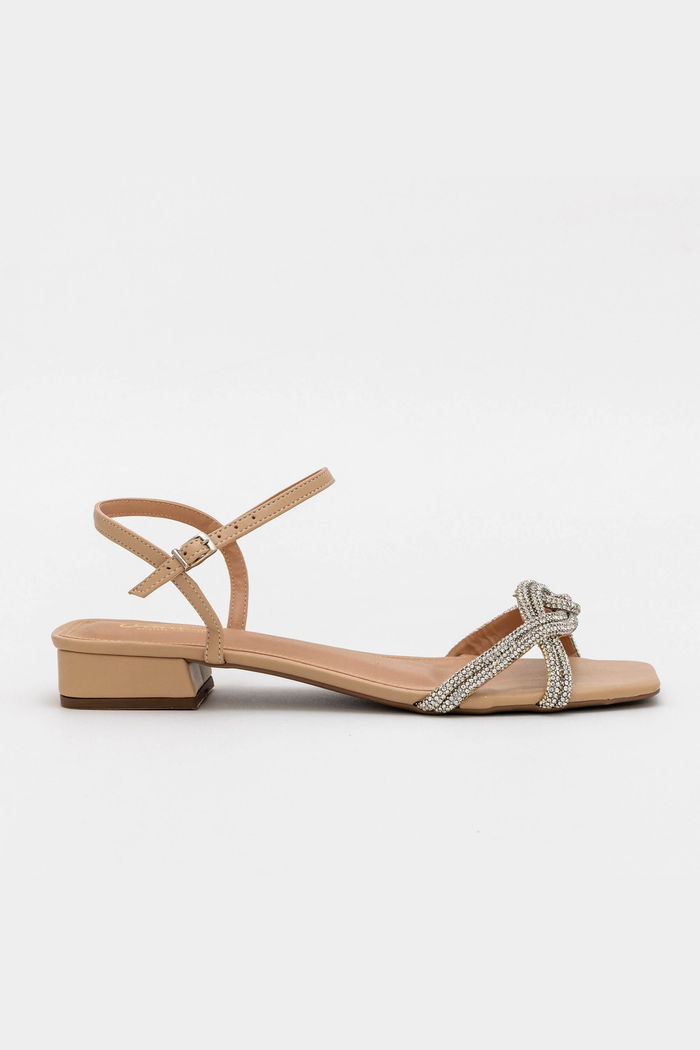 Sandália com Brilhos Amêndoa