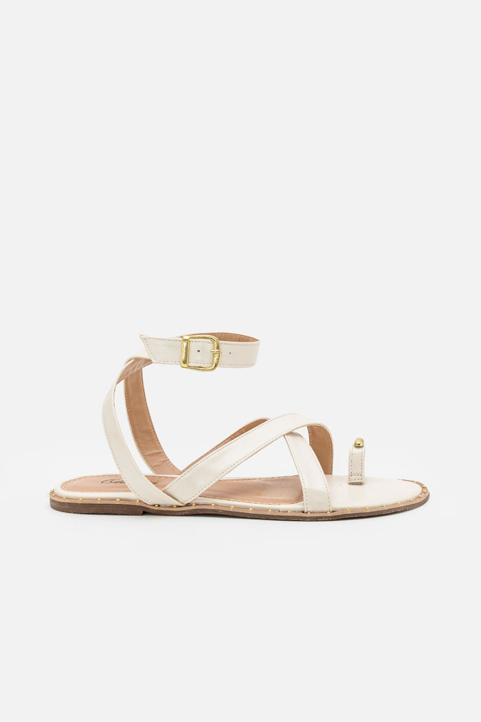 Rasteira Estilosa com Dedão Off White