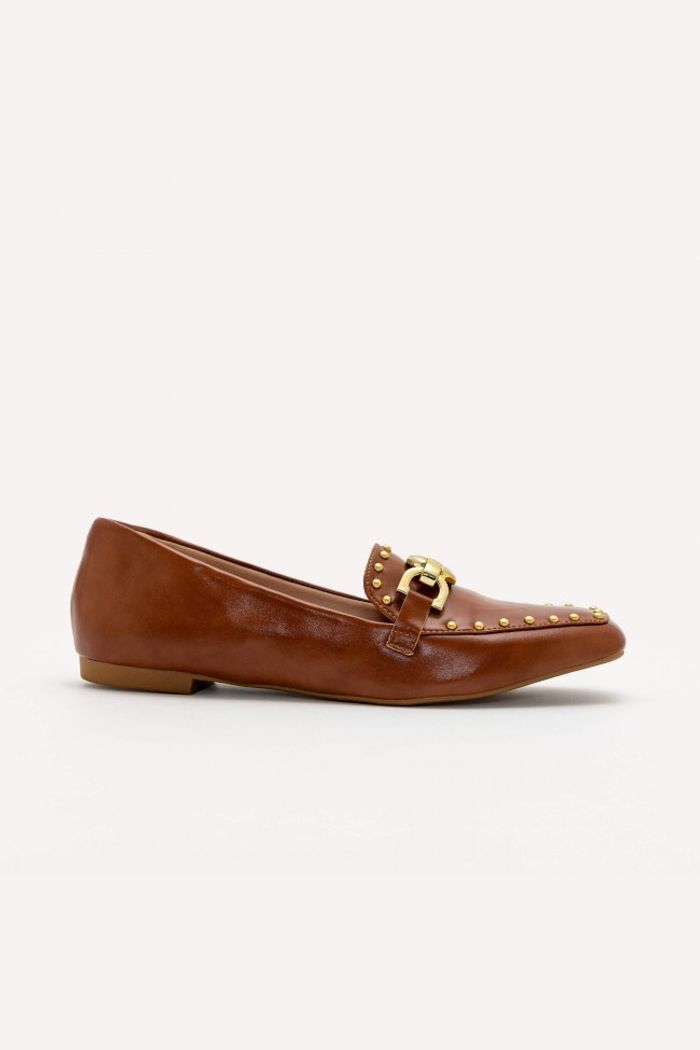 Mocassim com Rebites Caramelo