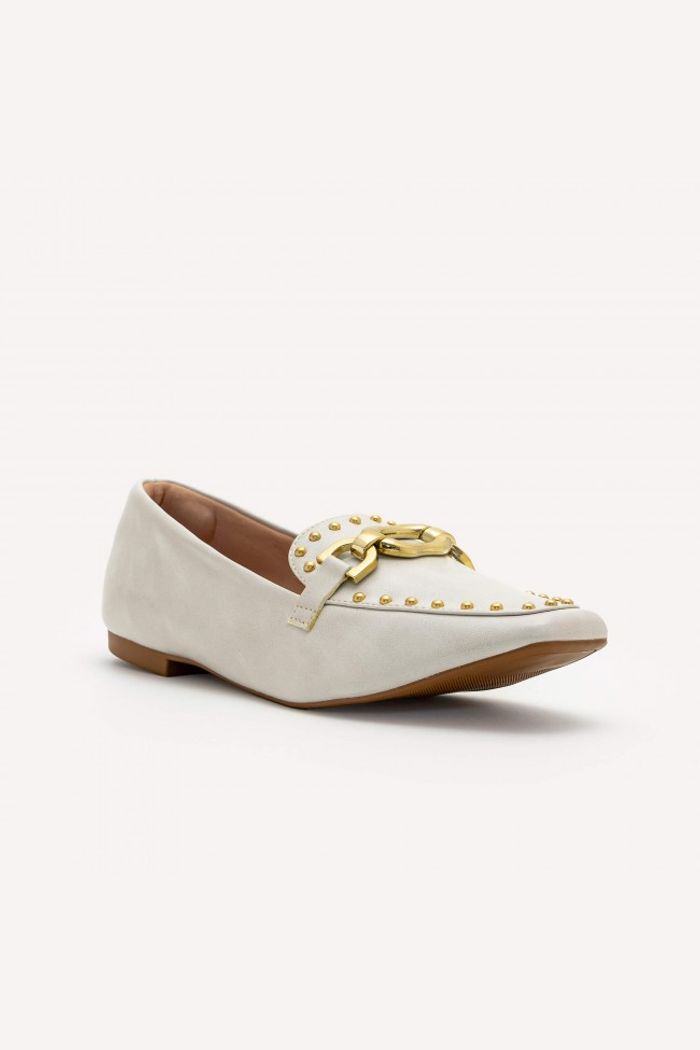 Mocassim com Rebites Off White