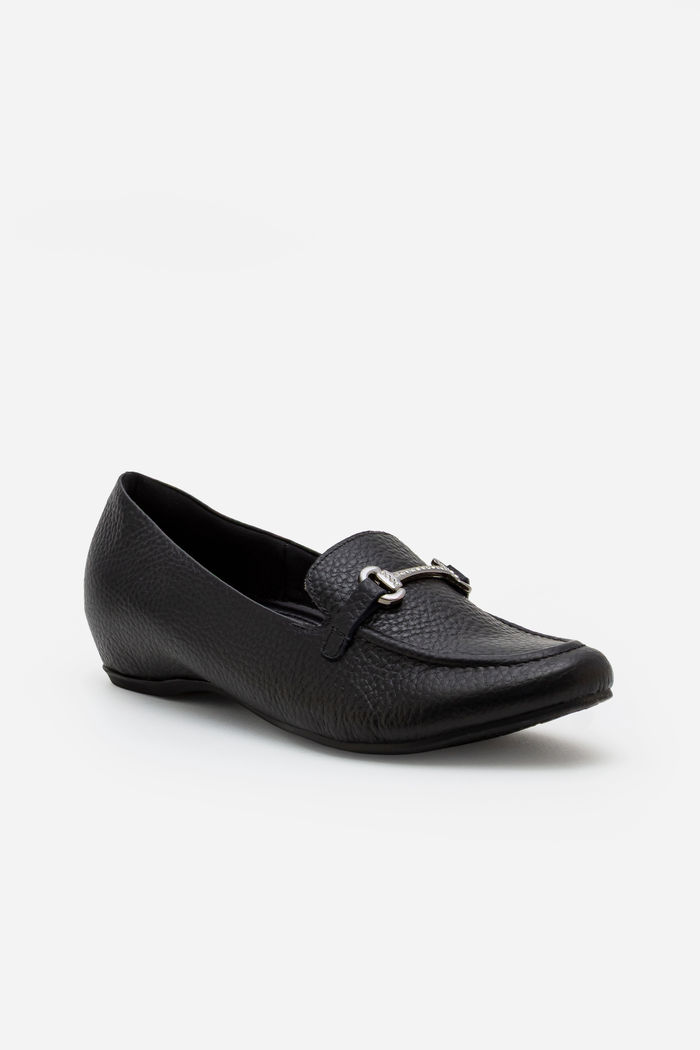 Mocassim com Salto Embutido Usaflex Preto