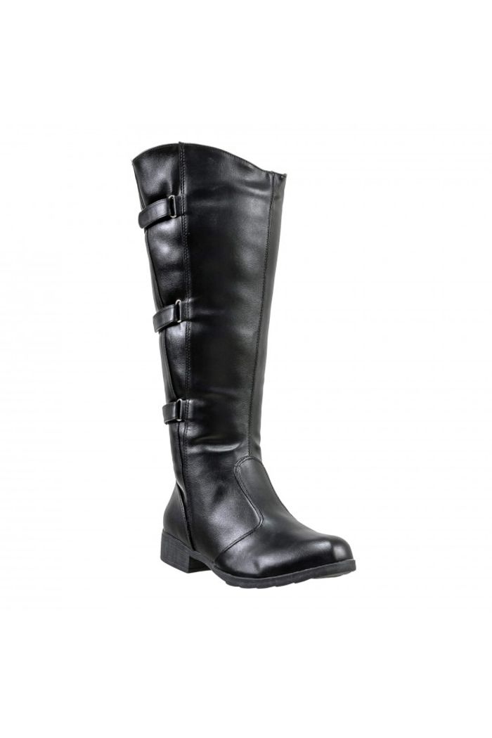 Bota Montaria com Extensor e Salto Baixo Preto