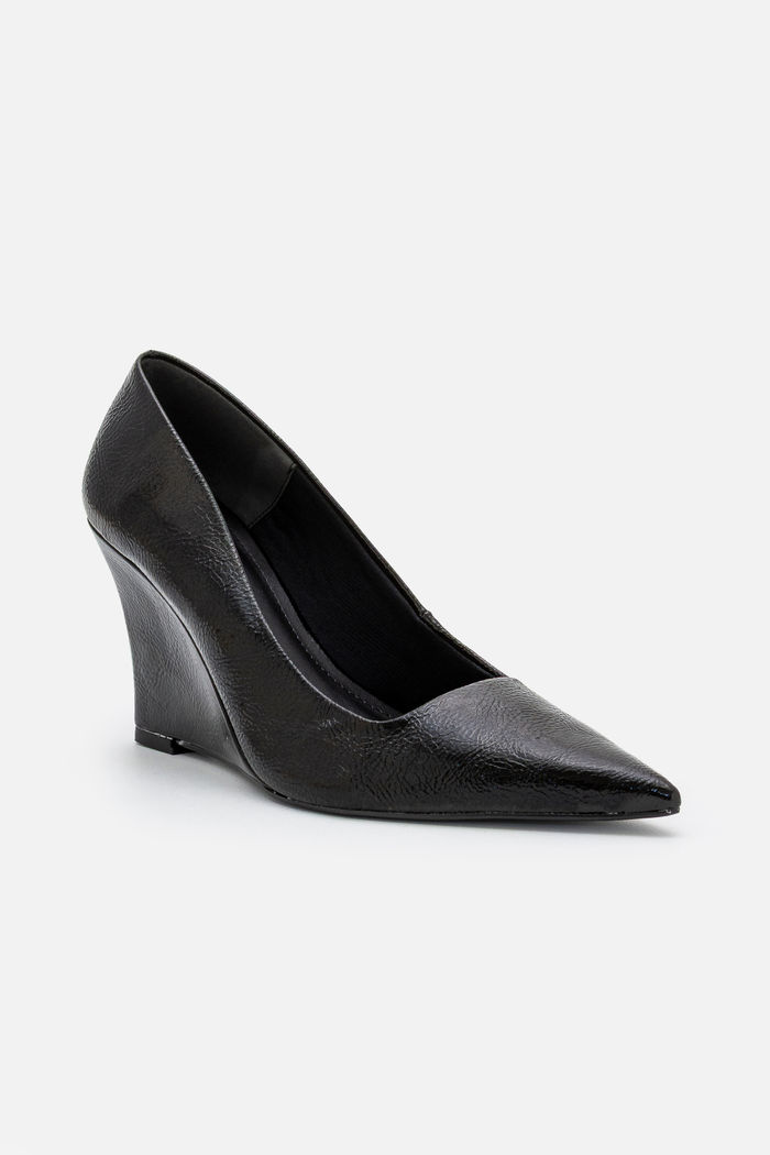 Scarpin com Salto Anabela Bico Fino Moderníssimo Preto