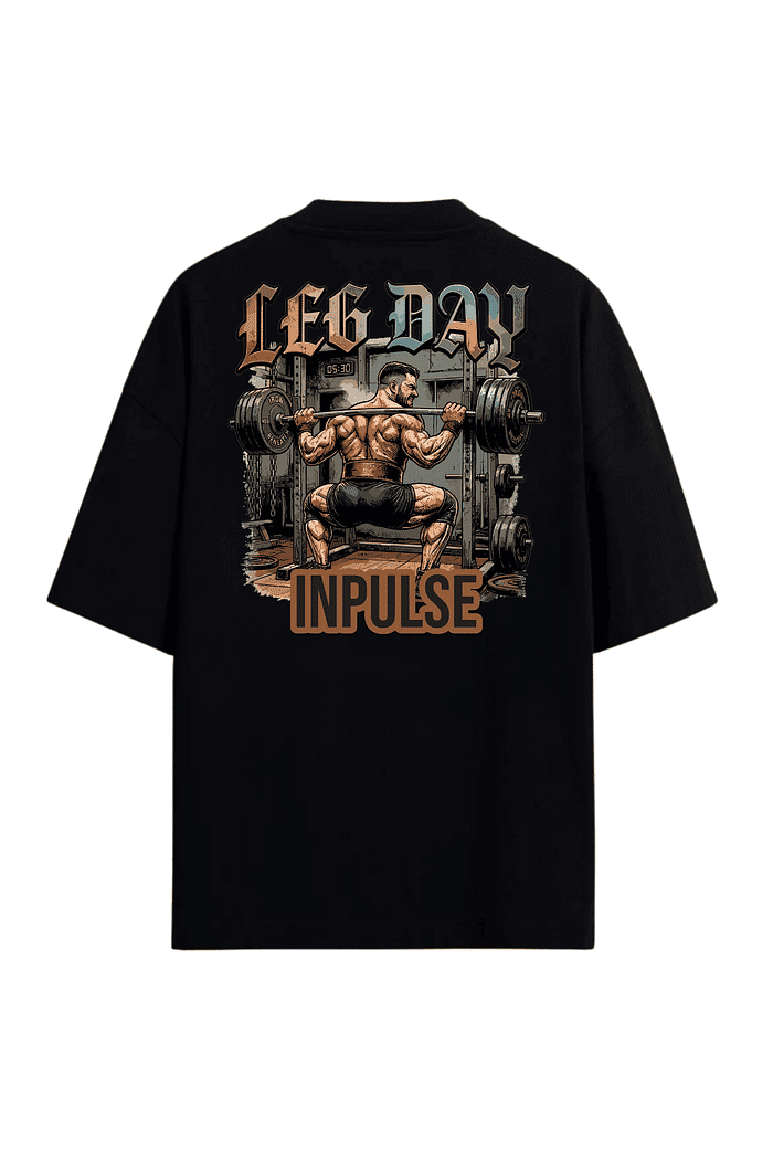 Camiseta Oversized Estampada Leg Day 