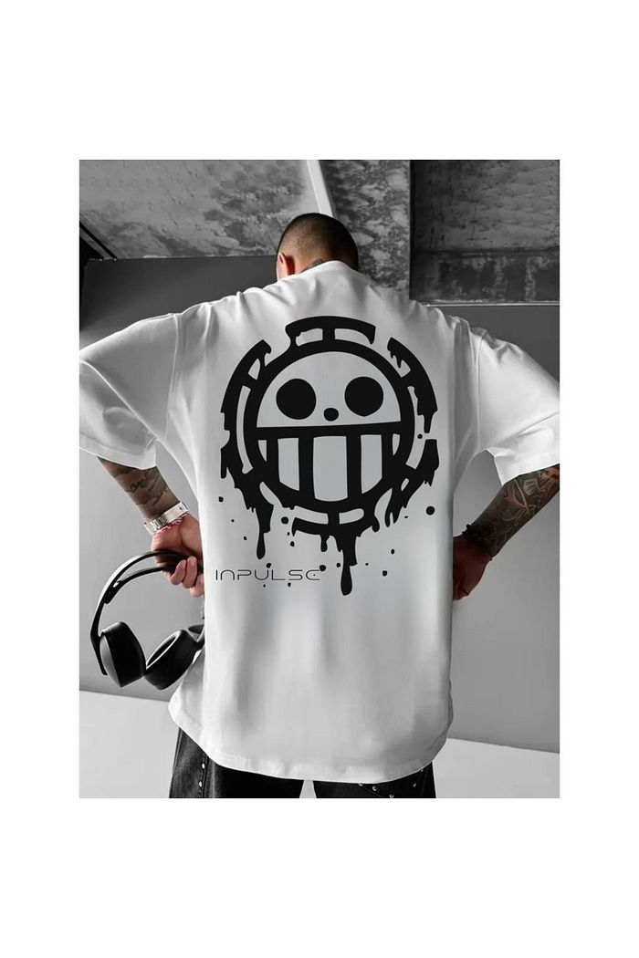 Camiseta Oversized Estampada Smiles Grafite