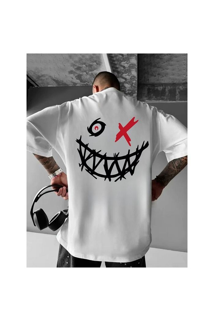 Camiseta Oversized Estampada Crazy Smile
