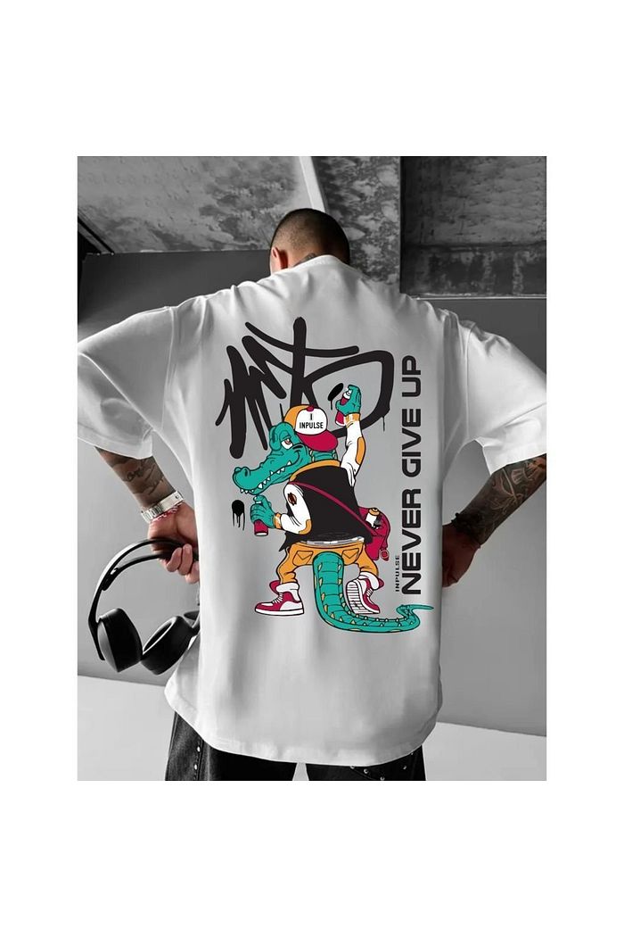 Camiseta Oversized Estampada Jacaré Grafiteiro