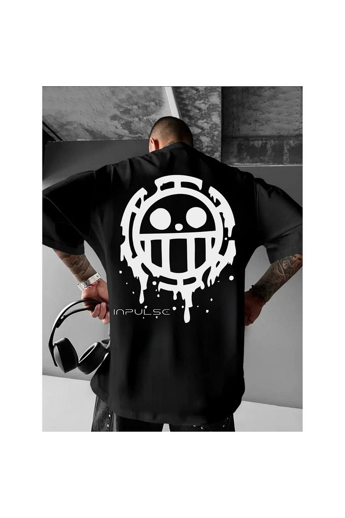 Camiseta Oversized Estampada Smiles Grafite