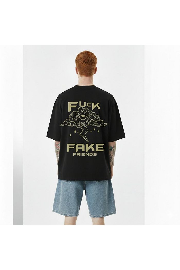 Camiseta Oversized Estampada Fake Friends