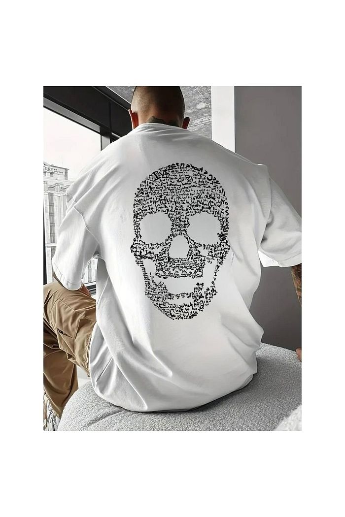 Camiseta Oversized Caveira Letras