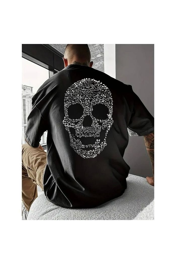 Camiseta Oversized Caveira Letras
