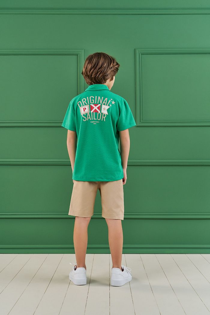 CONJUNTO POLO EM PIQUET E SHORT EM SARJA