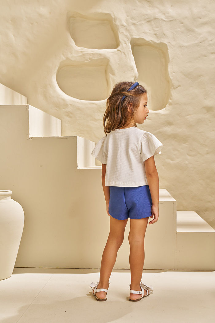 CONJ. BLUSA EM COTTON POÁ E SHORTS EM NEO RUSTIC