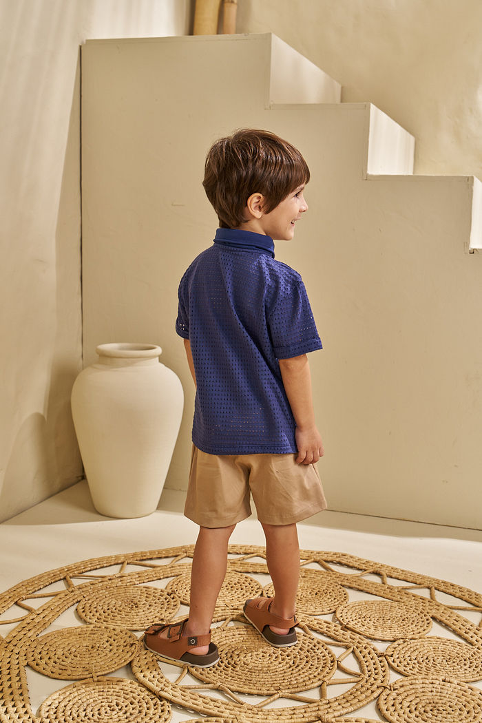 CONJUNTO POLO EM MALHA FRESH E SHORT EM SARJA