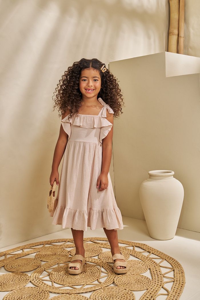 VESTIDO MIDI EM TECIDO GAZE