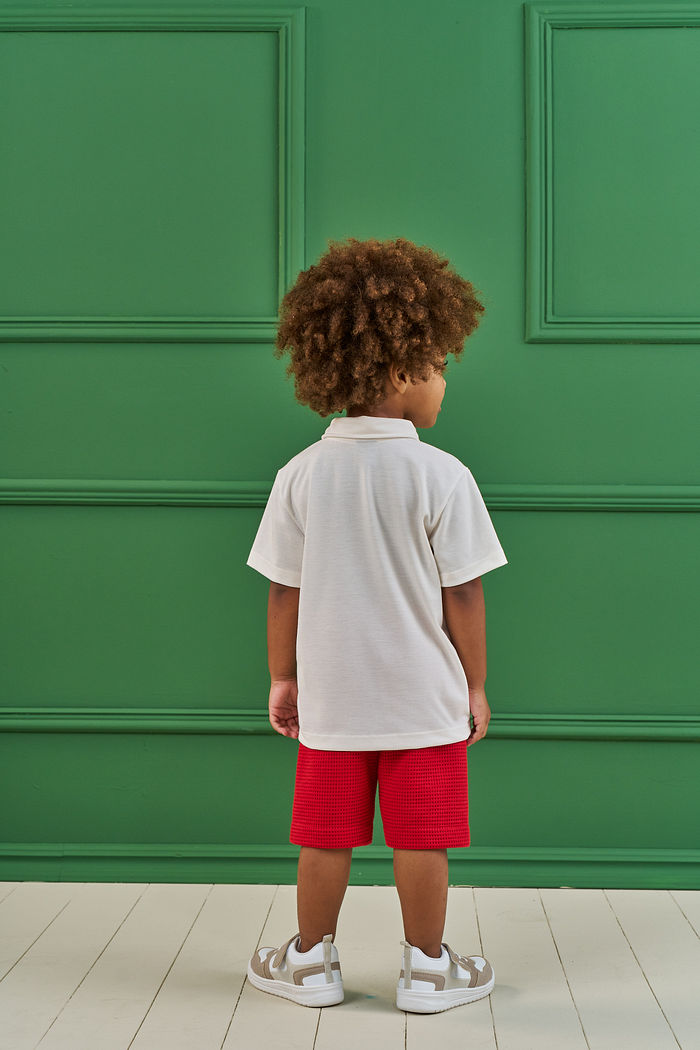 CONJUNTO POLO EM PIQUET E SHORT EM MALHA WAFFLE
