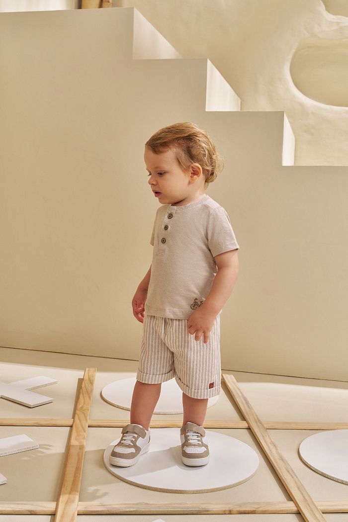 CONJUNTO T-SHIRT EM FLAMÊ E SHORT EM TECIDO ECO CAMOMILA