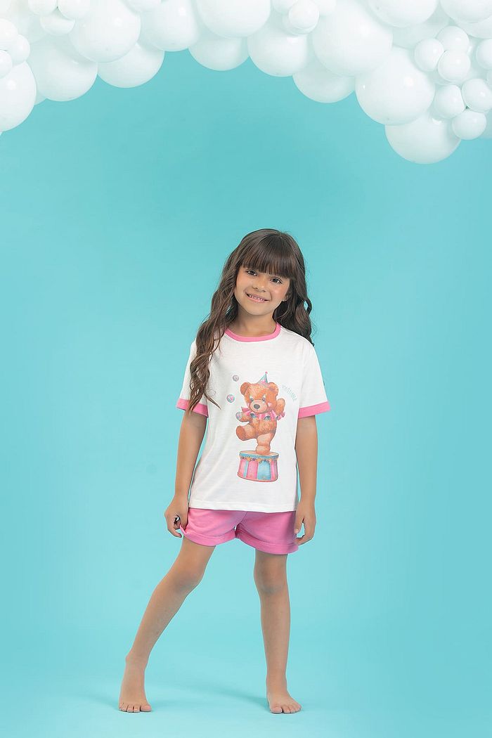 CONJUNTO PIJAMA BLUSA E SHORTS EM MEIA MALHA PV