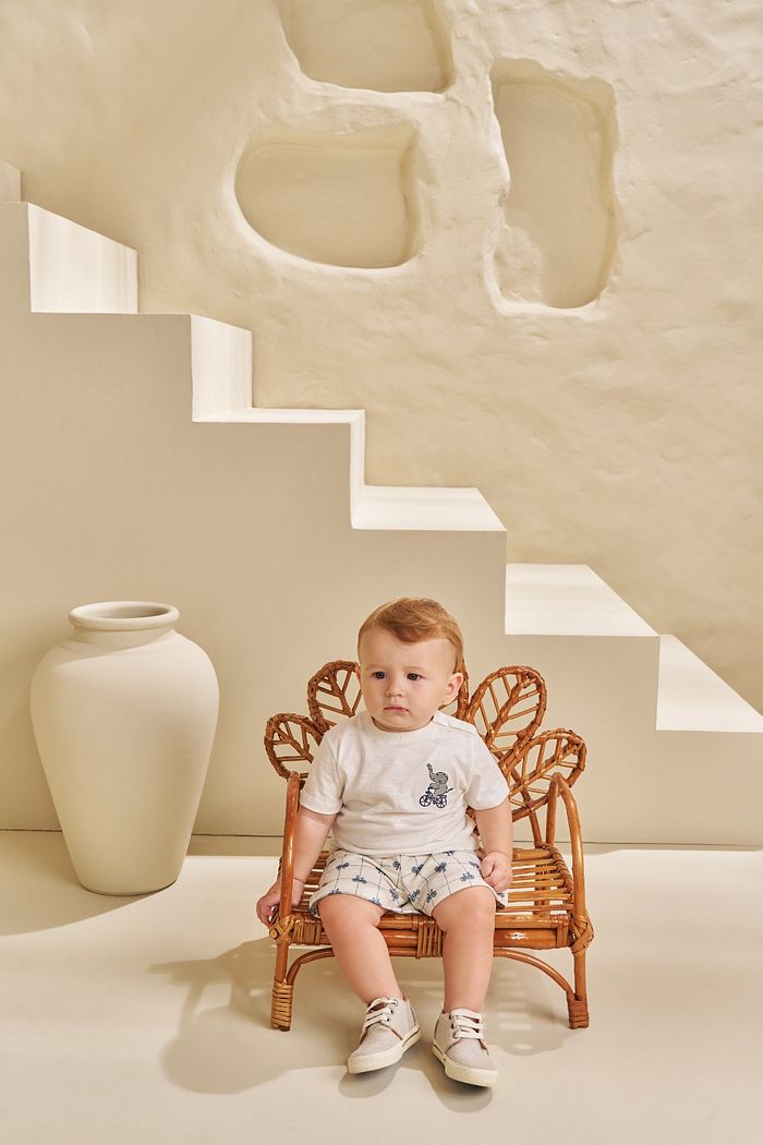 CONJUNTO T-SHIRT EM FLAMÊ E SHORT EM MOLETINHO PASSEIO DE BIKE