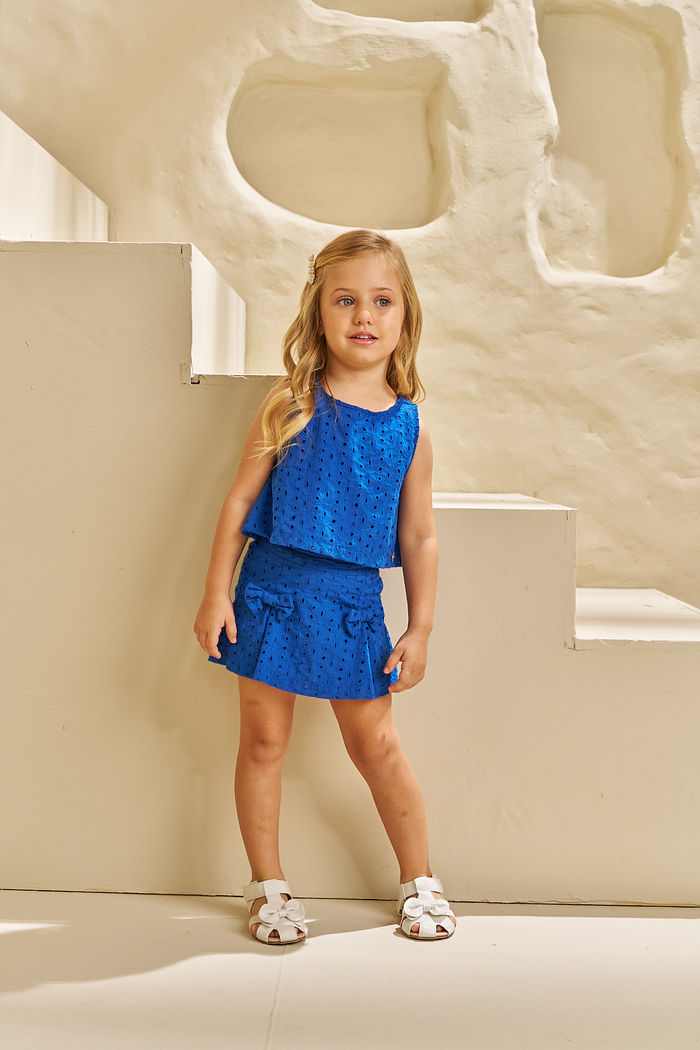 CONJUNTO CROPPED E SHORTS SAIA COM LAÇO EM TECIDO BORDADO ALAGOAS