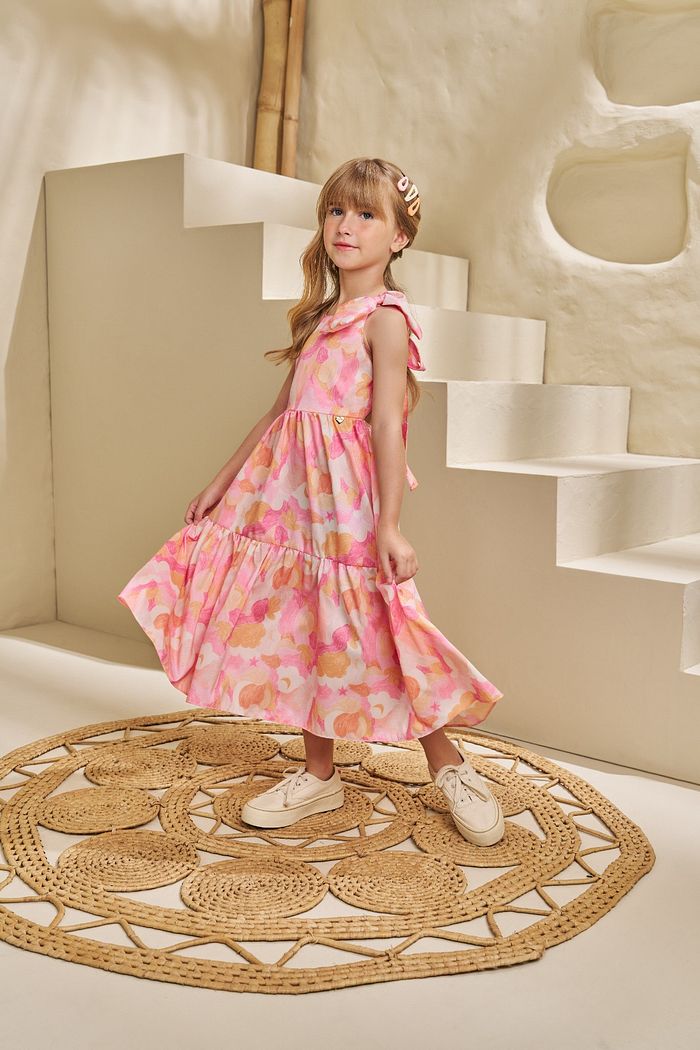 VESTIDO LONGUETE COM LAÇO EM OLÍMPIA SOLAR