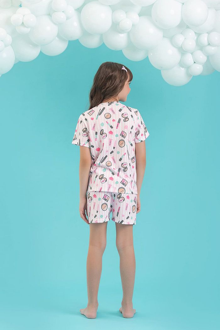 CONJUNTO PIJAMA BLUSA E SHORTS BASIC EM MEIA MALHA PV MAQUIAGEM
