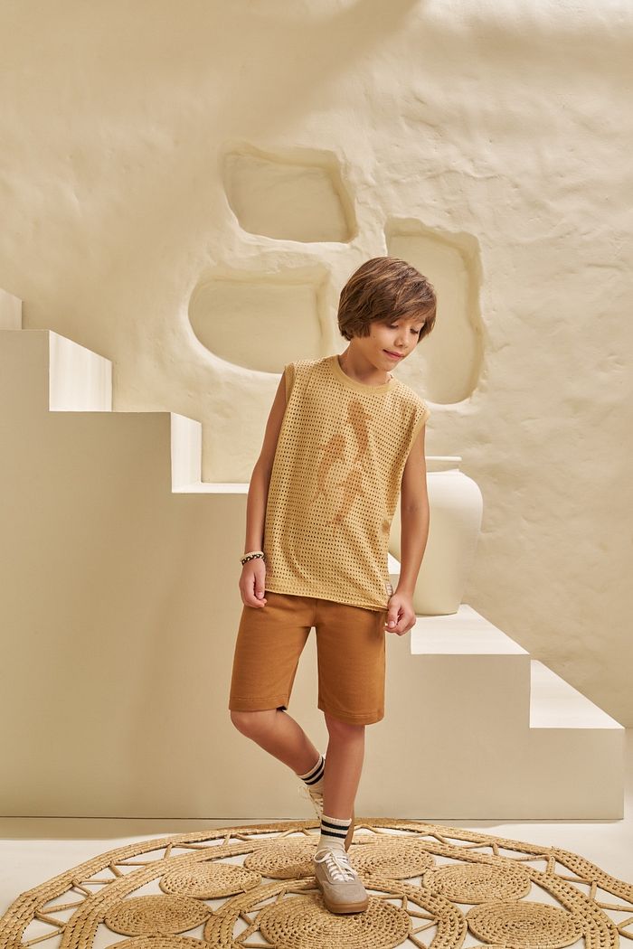 CONJUNTO REGATA EM MALHA FRESH E BERMUDA EM MOLETINHO