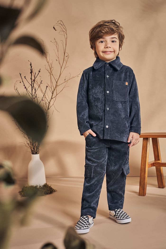 CONJUNTO CAMISA E CALÇA EM TECIDO COTELÊ