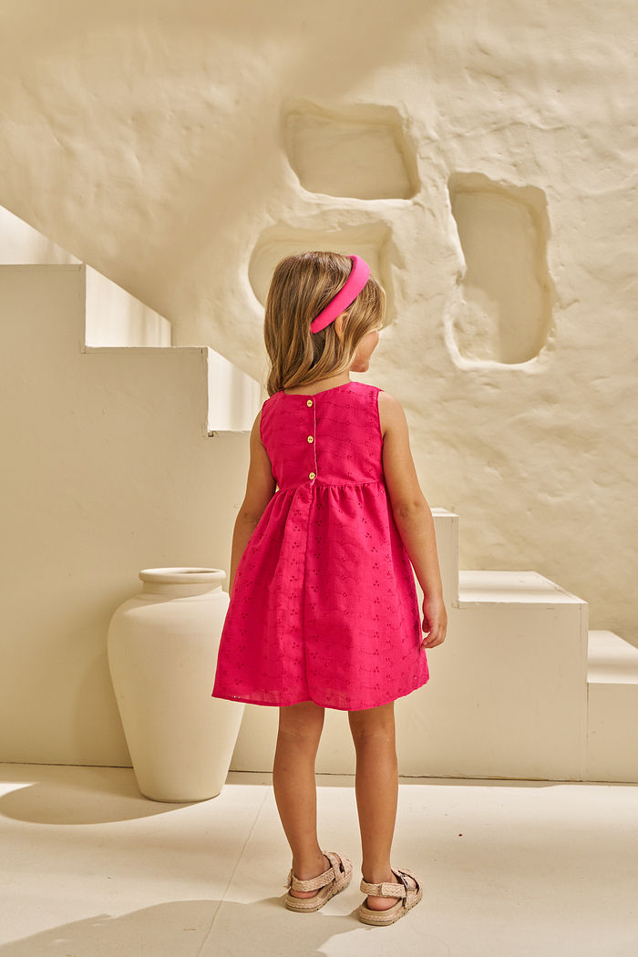 VESTIDO COM LAÇO EM TECIDO BORDADO