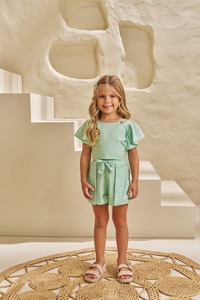 CONJ. CROPPED E SHORTS EM OLÍMPIA DOCE CORAÇÃO