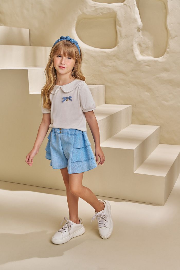 CONJ. BLUSA EM MEIA MALHA E SHORTS EM TECIDO POLYLINHO REPLAY