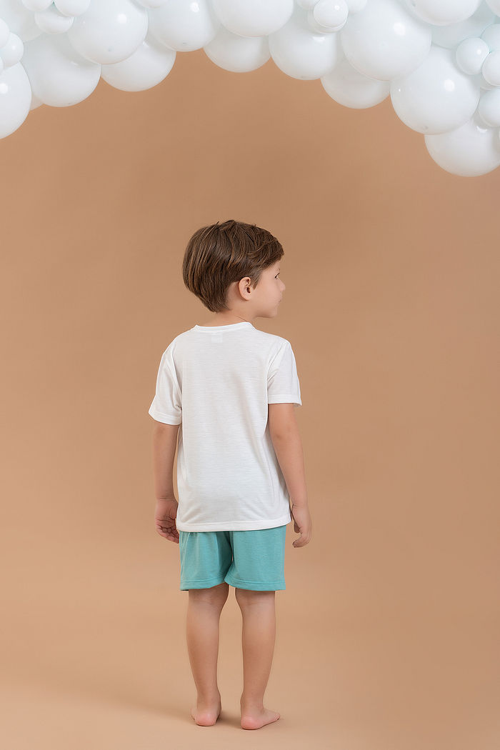 CONJUNTO PIJAMA CAMISETA E SHORTS EM MEIA MALHA PV